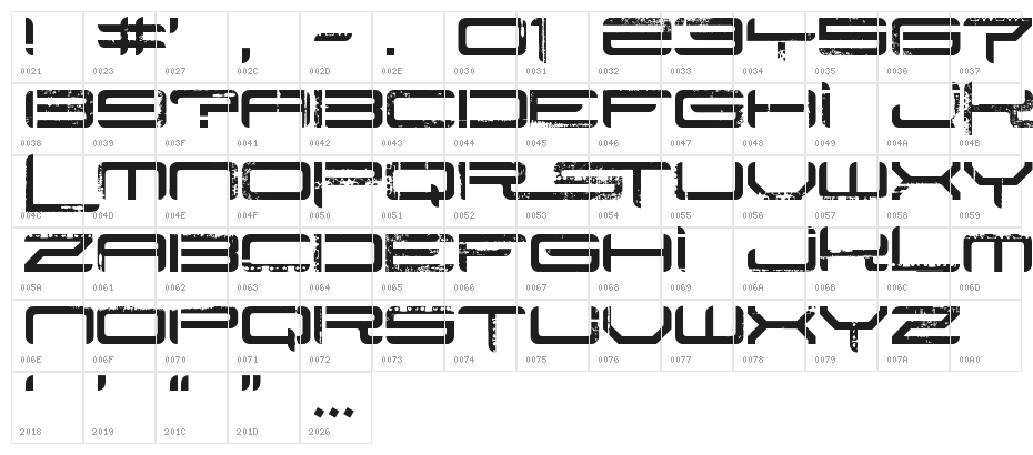 Rysky Lines Character Map