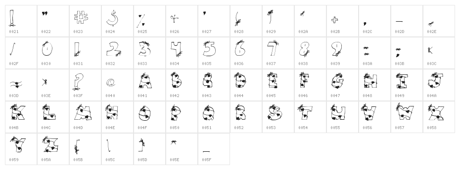 SA-Heart Strings Character Map