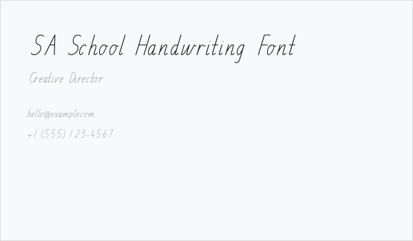 SA School Handwriting Font Business Card
