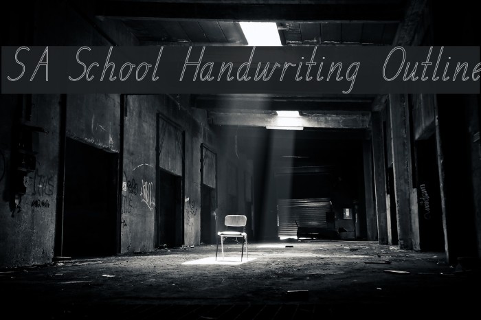SA School Handwriting Outline Font examples