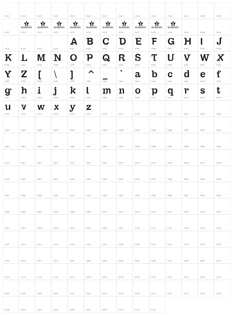 SAMBAHOLLYC Character Map