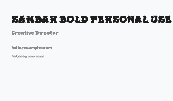 SAMBAR BOLD PERSONAL USE Business Card