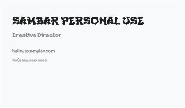 SAMBAR PERSONAL USE Business Card