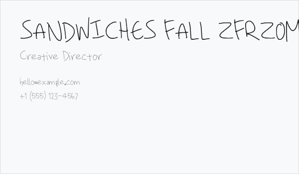 SANDWICHES FALL ZFRZOM THE SKY!! Business Card