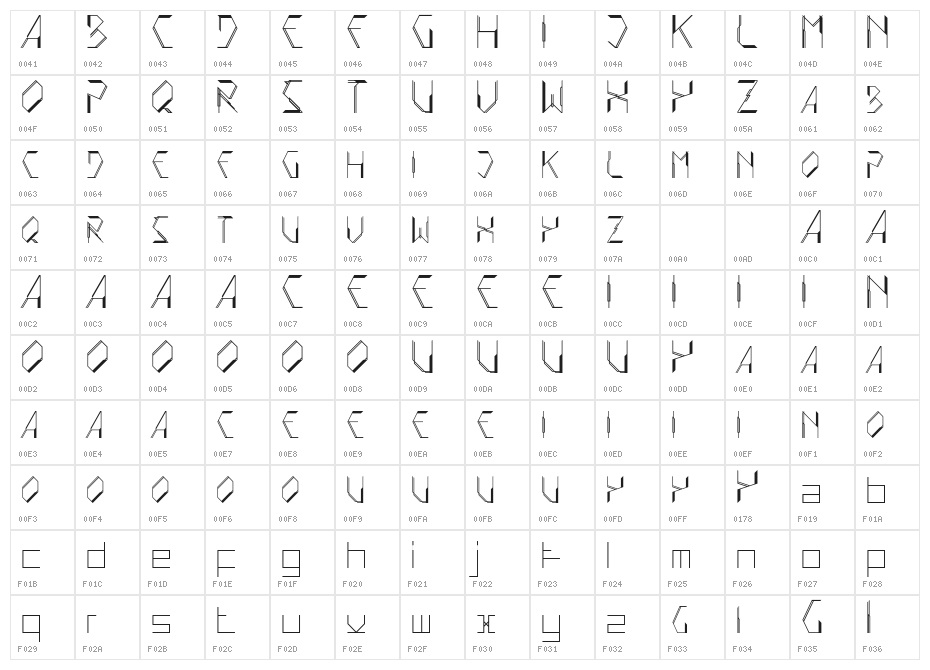 SATLYTERegular Character Map