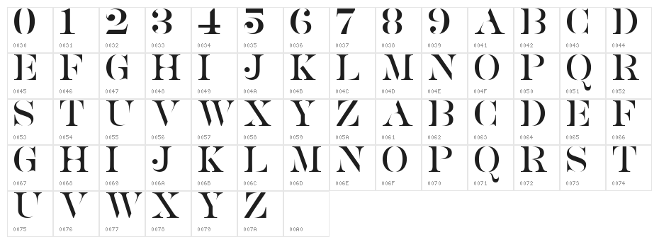 SATURDATE SERIF Character Map