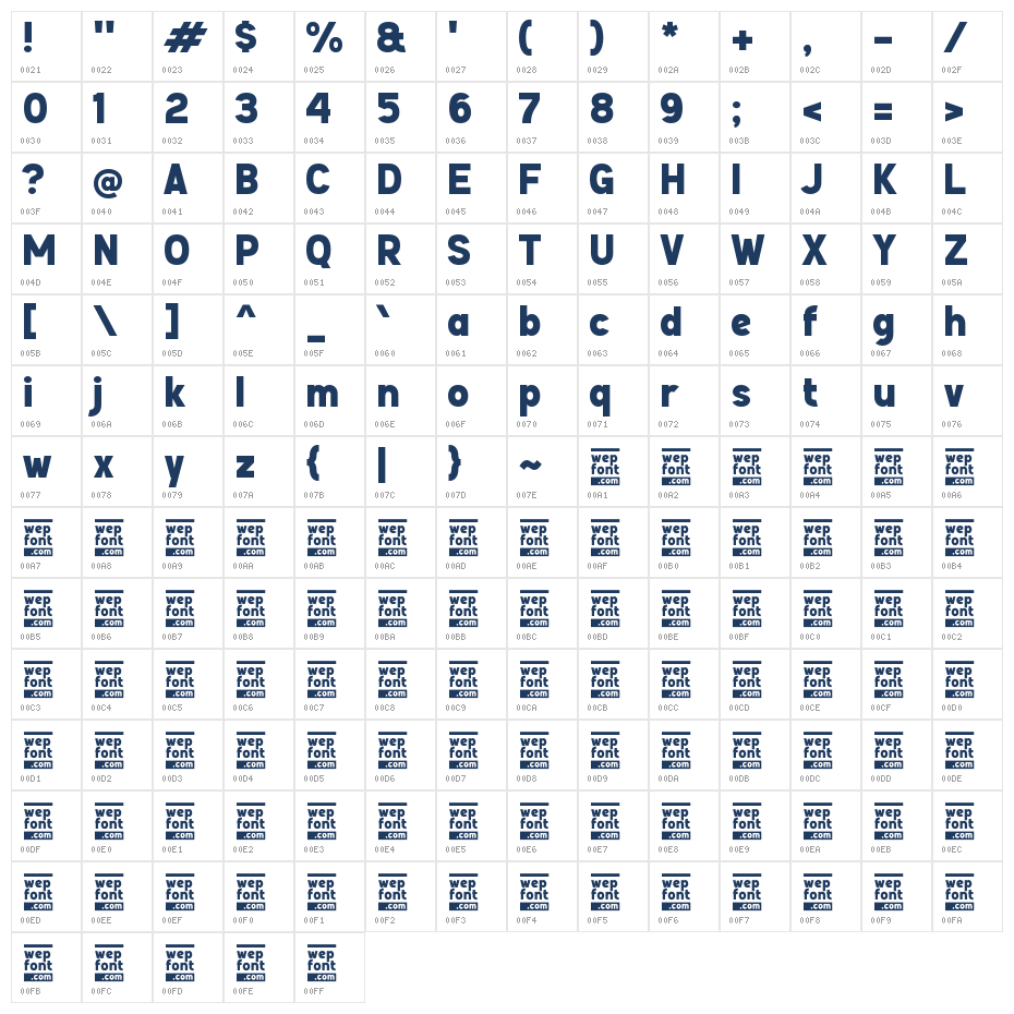 Saade Sans Character Map