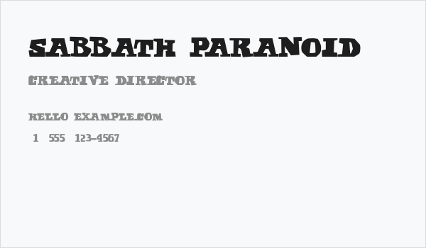 Sabbath Paranoid Business Card