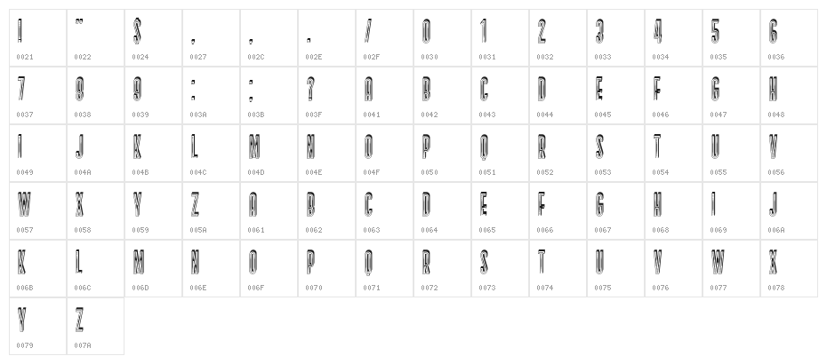 Sabbia Regular Character Map