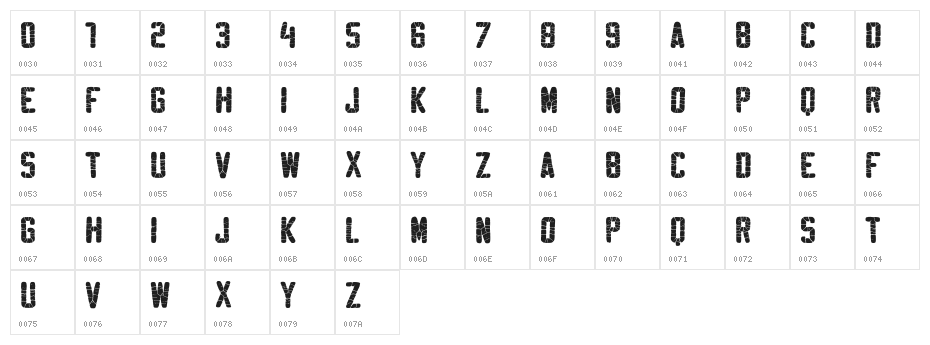 SablonWashed Character Map