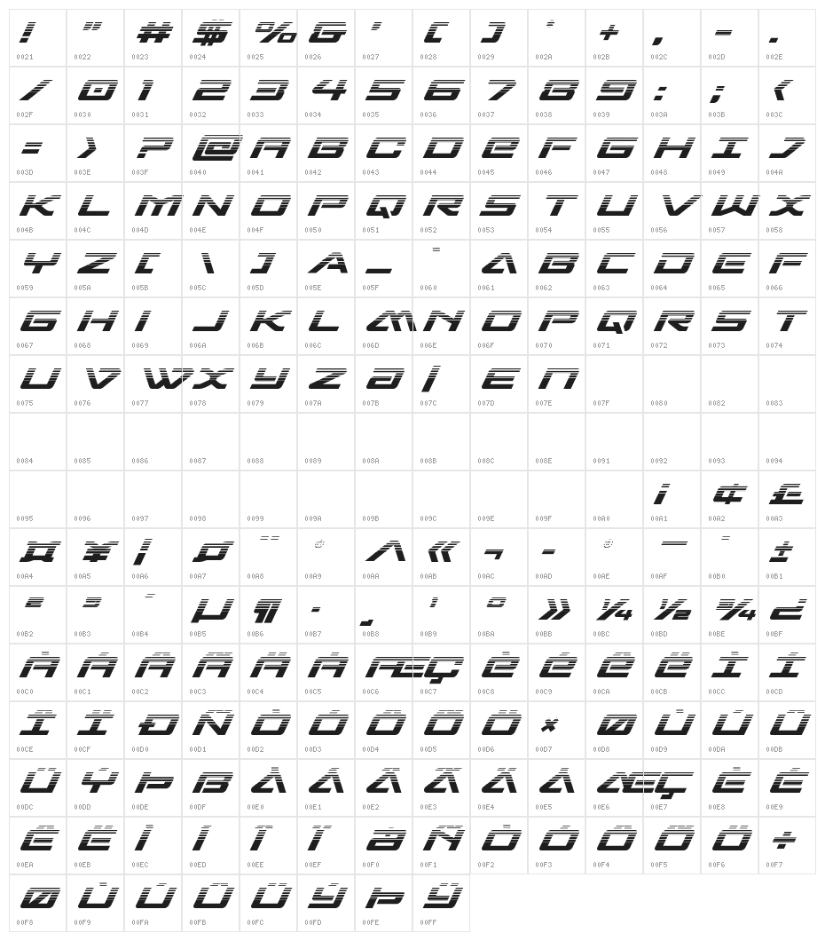 Sabre Shark Halftone Character Map