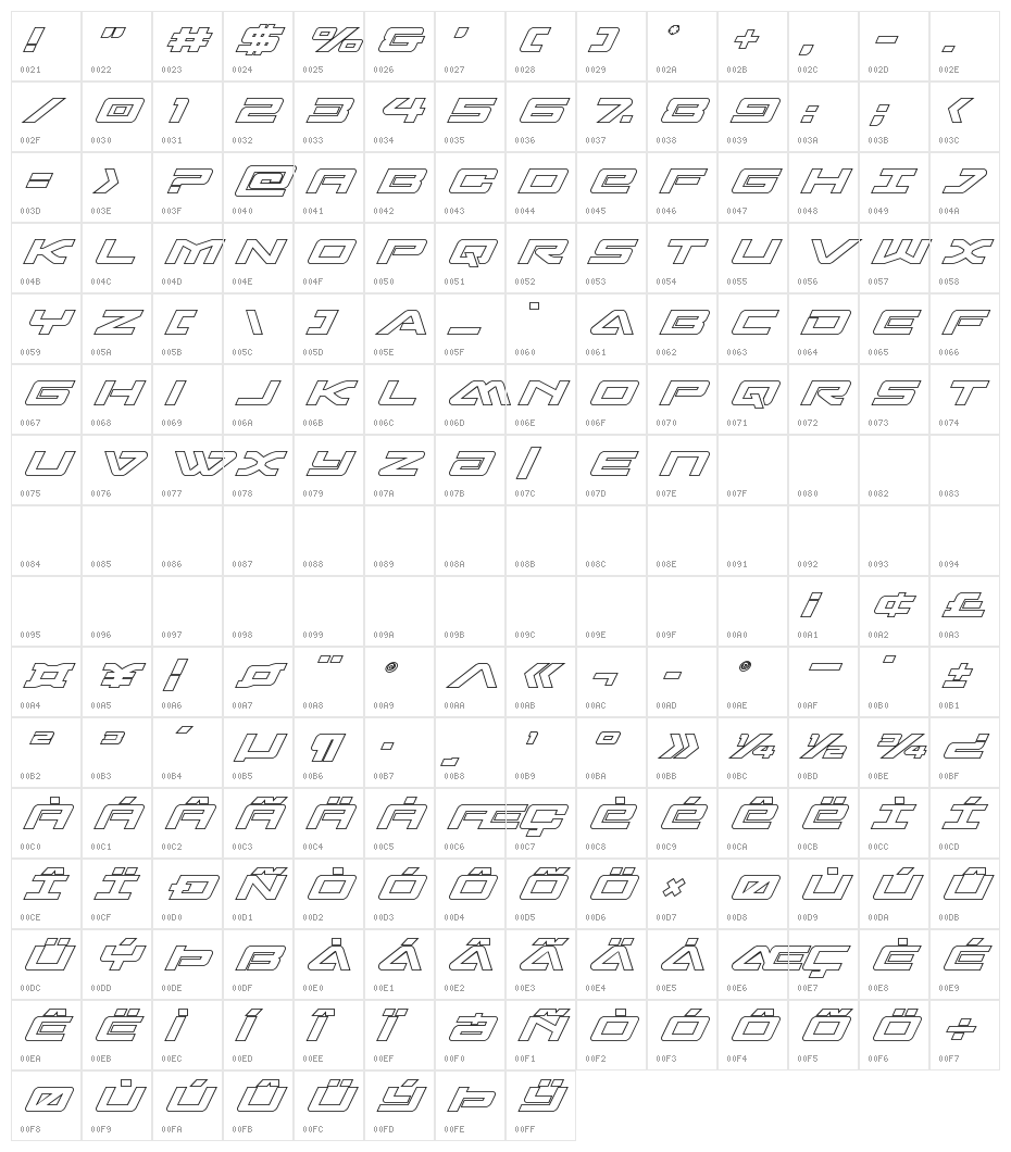 Sabre Shark Outline Character Map