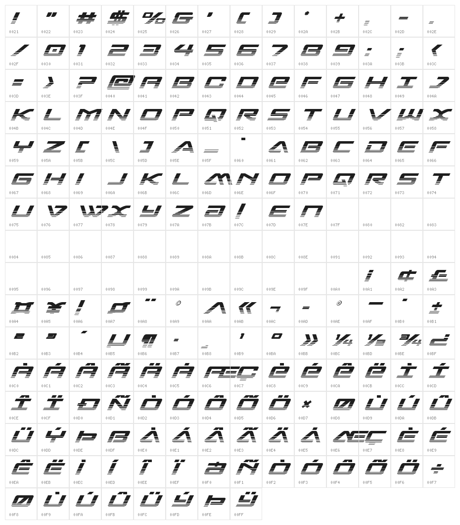 Sabre Shark Two-Tone Character Map