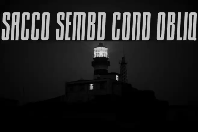 Sacco SemBd Cond Obliq Font examples