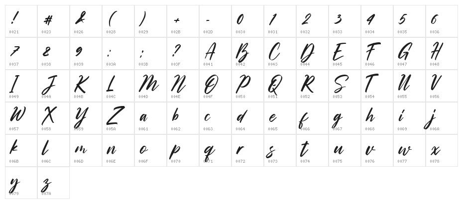 Sachssy Regular Character Map