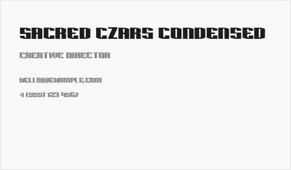 Sacred Czars Condensed Business Card