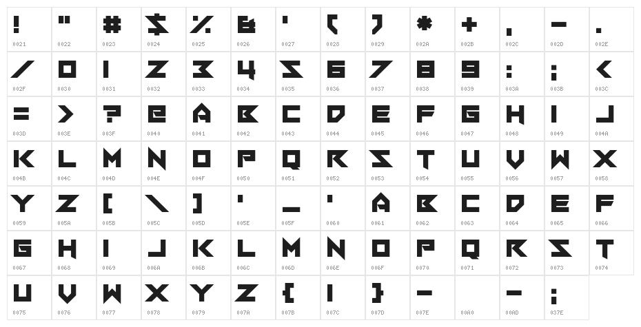 Sacred Hertz Straight Character Map