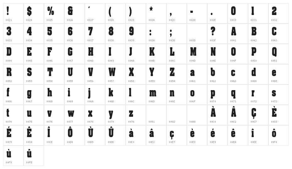 Sacred Place Regular Character Map