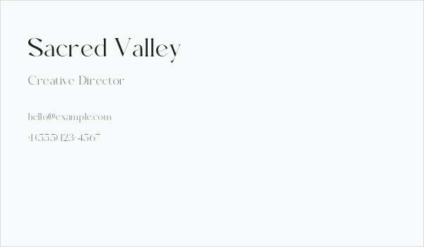 Sacred Valley Business Card