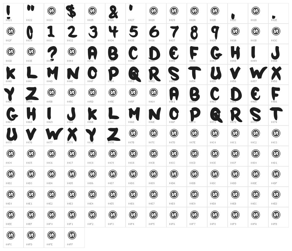 Sad Szn Character Map