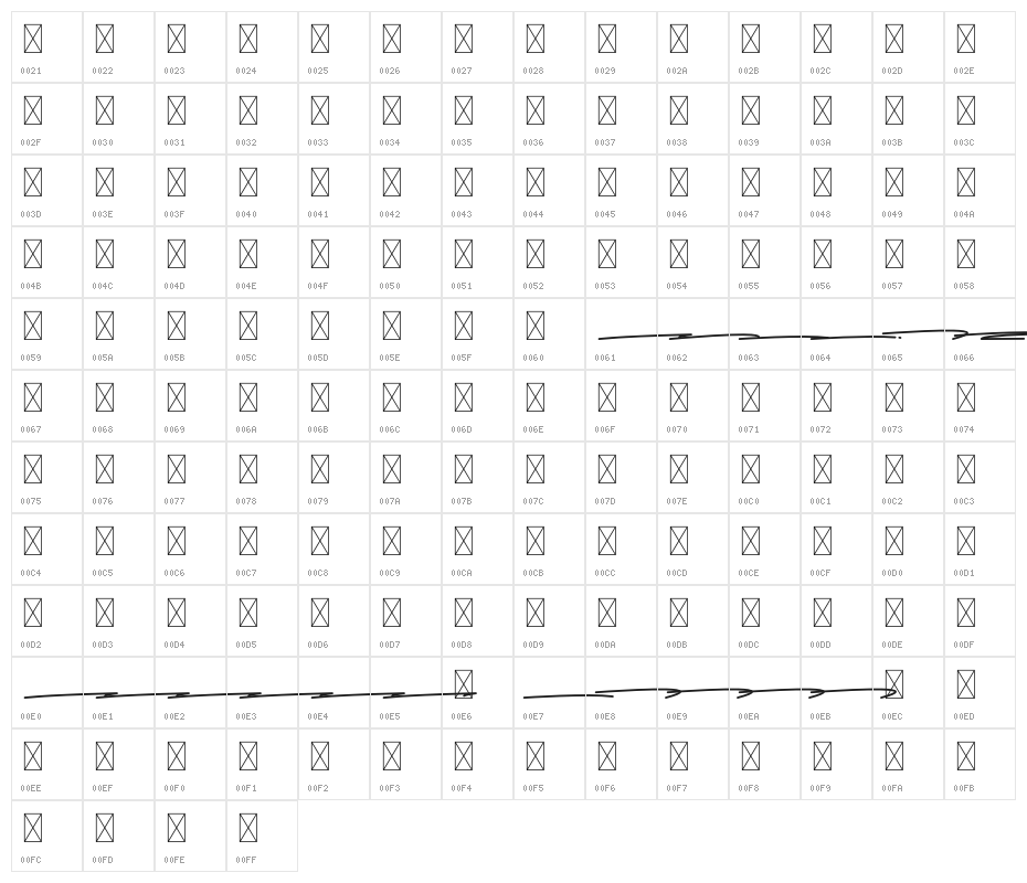 Sadwell Swashes Character Map