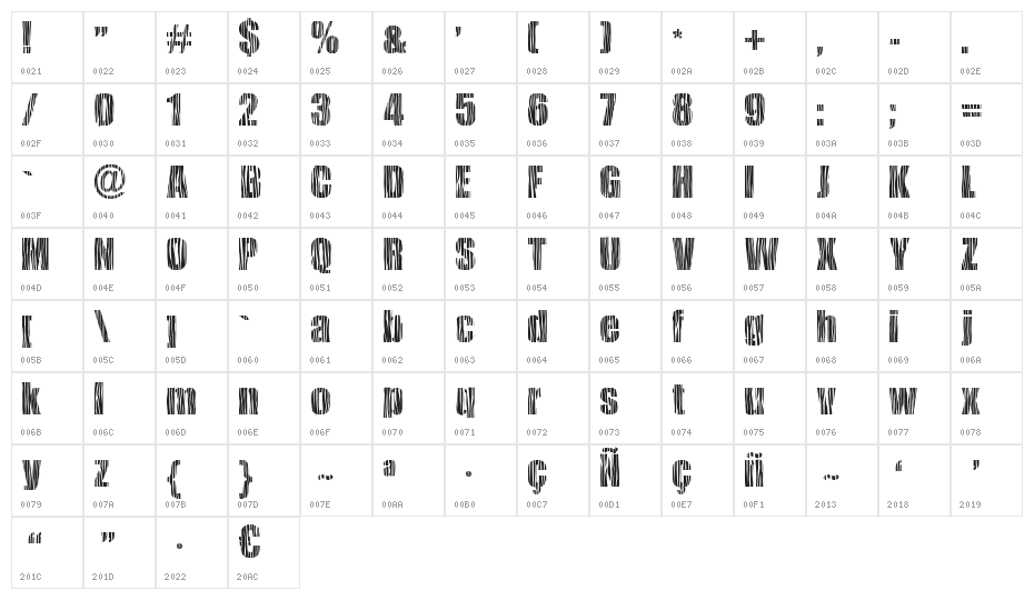 SafariZebra Character Map