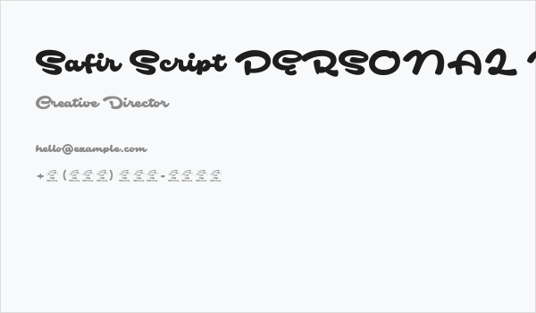 Safir Script PERSONAL USE ONLY Business Card