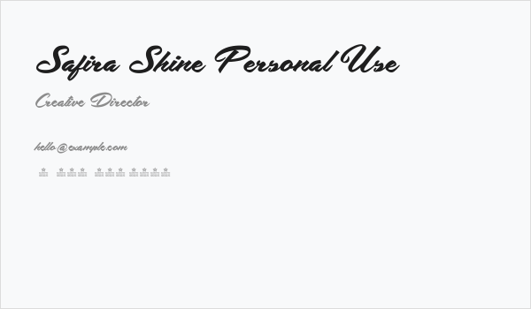 Safira Shine Personal Use Business Card