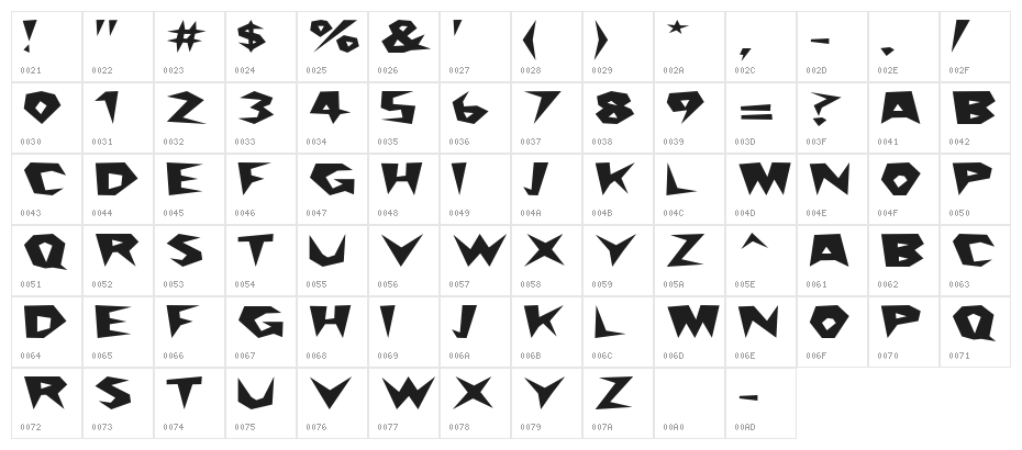 Saguaro Character Map