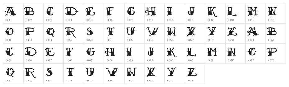 Sailor's Fat Tattoo Script Character Map