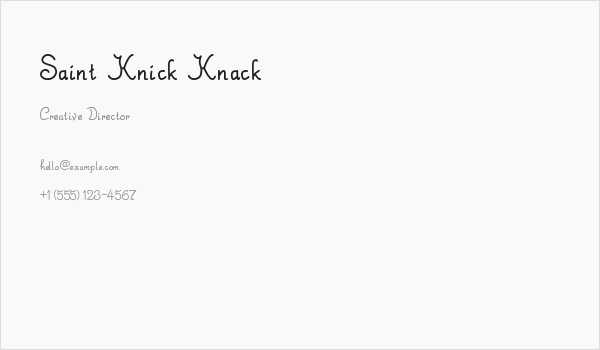 Saint Knick Knack Business Card