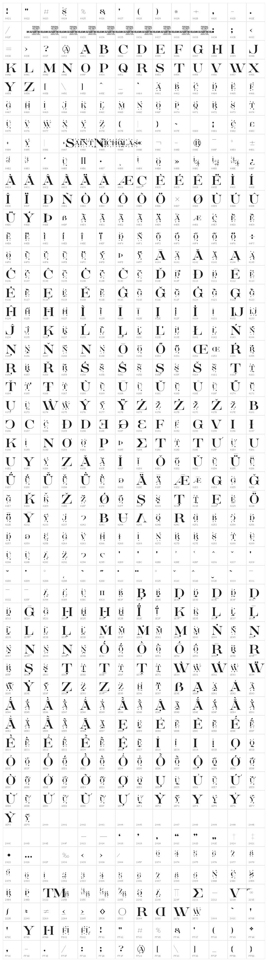 Saint Nicholas Star PERSONAL Regular Character Map