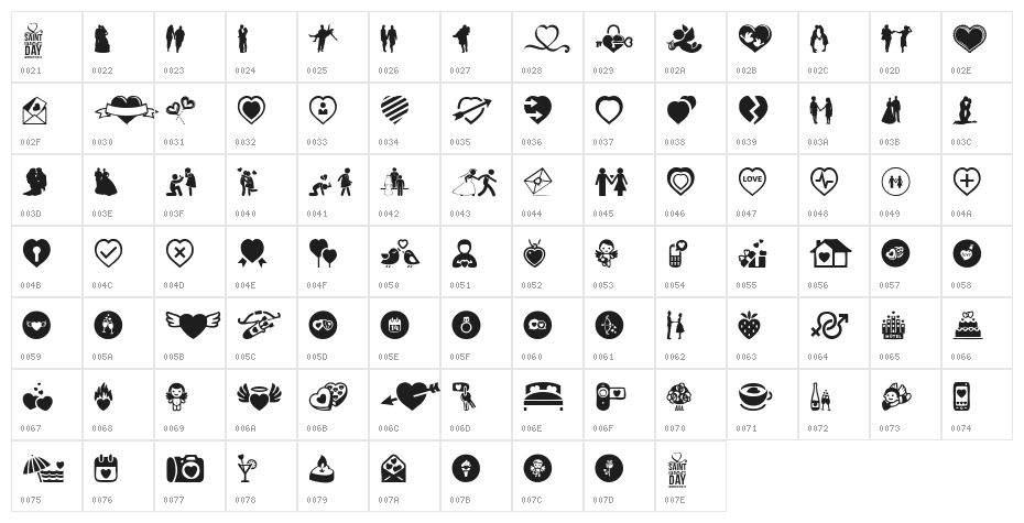 Saint Valentine's Day Character Map