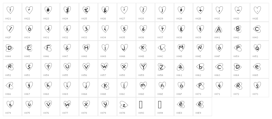 SaintValentin Character Map