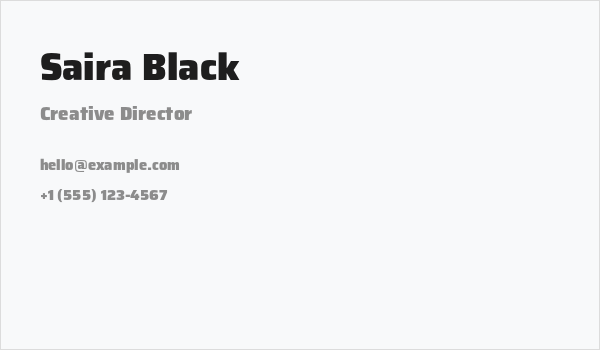 Saira Black Business Card