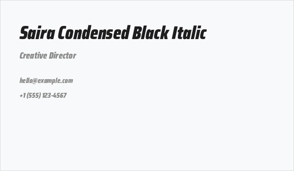 Saira Condensed Black Italic Business Card