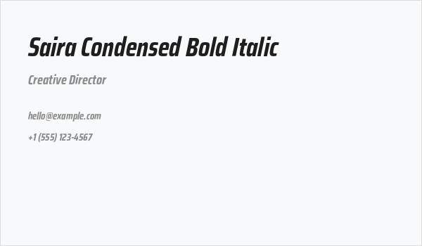 Saira Condensed Bold Italic Business Card