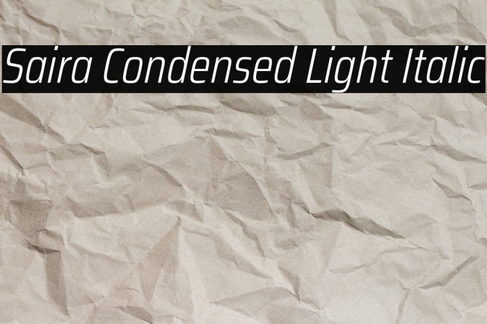 Saira Condensed Light Italic Example 2