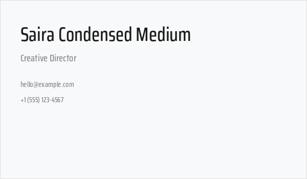 Saira Condensed Medium Business Card