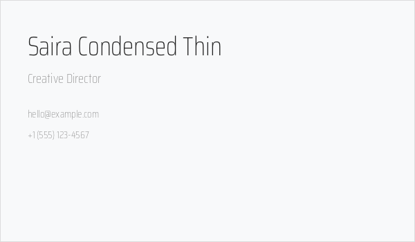 Saira Condensed Thin Business Card