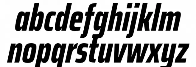 Saira ExtraCondensed ExtraBold Italic Schriftart Kleinbuchstaben