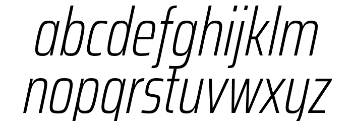 Saira ExtraCondensed ExtraLight Italic Font LOWERCASE