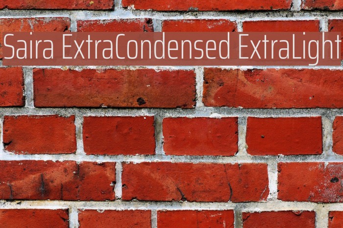 Saira ExtraCondensed ExtraLight Font examples