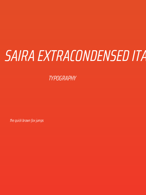 Saira ExtraCondensed Italic Poster