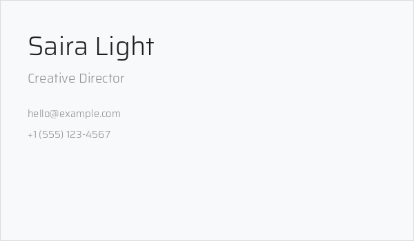 Saira Light Business Card