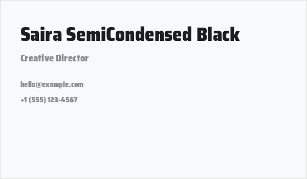 Saira SemiCondensed Black Business Card