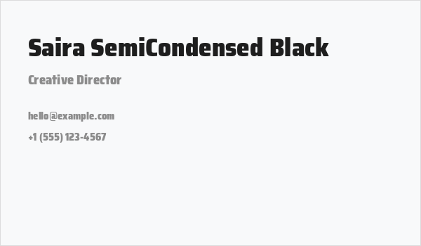 Saira SemiCondensed Black Business Card