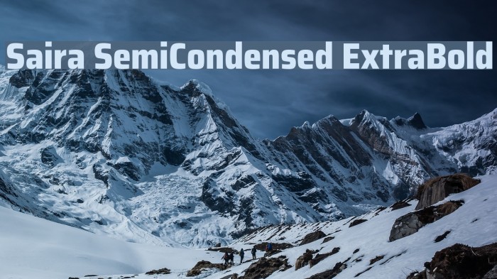 Saira SemiCondensed ExtraBold Schriftart examples