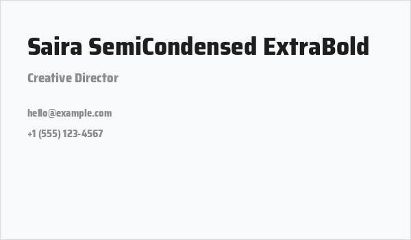 Saira SemiCondensed ExtraBold Business Card