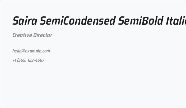 Saira SemiCondensed SemiBold Italic Business Card